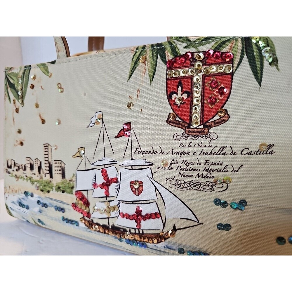Canvas Sequined Purse Handbag Fernando & Isabella Ship Parrot - Picture 4 of 10